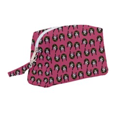 Retro Girl Daisy Chain Pattern Pink Wristlet Pouch Bag (medium) by snowwhitegirl