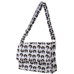 Retro Girl Daisy Chain Pattern White Full Print Messenger Bag
