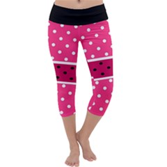 Polka Dots Two Times 2 Black Capri Yoga Leggings