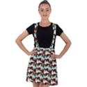 Vintage Hippie Girl Pattern Blue Velvet Suspender Skater Skirt View1