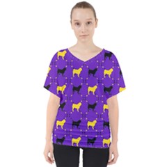 Elegant Pugs V-neck Dolman Drape Top