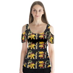 Aztec 9 Butterfly Sleeve Cutout Tee 