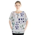 Dark Tone Plant Pattern Batwing Chiffon Blouse View1