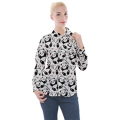 Panda Pattern Women s Long Sleeve Pocket Shirt