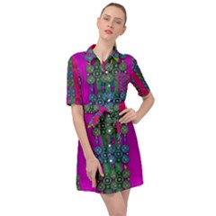 Flowers In A Rainbow Liana Forest Festive Belted Shirt Dress by pepitasart