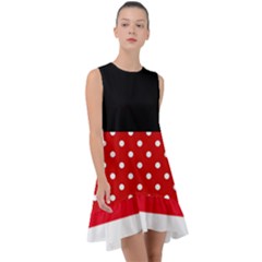 Red Polka Dot Frill Swing Dress