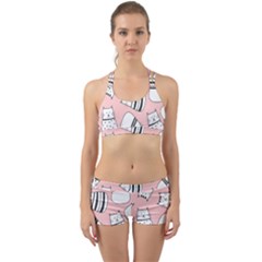 Cute Cats Cartoon Seamless Pattern Back Web Gym Set