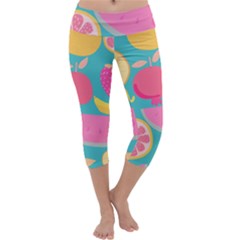 Seamless Pattern With Fruit Vector Illustrations Gift Wrap Design Capri Yoga Leggings