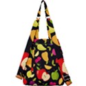 Vector Seamless Summer Fruits Pattern Black Background Center Zip Backpack View2