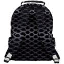 Black Metallic Hexagon Mesh Pattern Background Rounded Multi Pocket Backpack View3