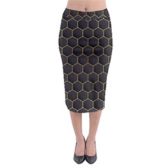 Hexagon Black Background Midi Pencil Skirt