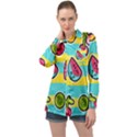 Summer Fruits Patterns Long Sleeve Satin Shirt View1