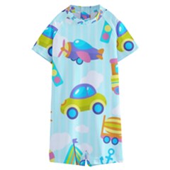Transport Toy Seamless Pattern Kids  Boyleg Half Suit Swimwear