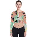 Abstract Seamless Pattern With Tropical Leaves Hand Draw Texture Vector Long Sleeve Zip Up Bomber Jacket View1