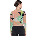 Abstract Seamless Pattern With Tropical Leaves Hand Draw Texture Vector Long Sleeve Zip Up Bomber Jacket View2