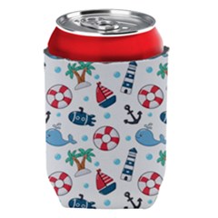 Seamless Pattern Nautical Icons Cartoon Style Can Holder