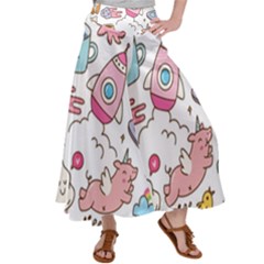 Set Kawaii Doodles Satin Palazzo Pants
