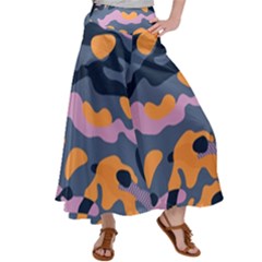Camouflage Background Textile Uniform Seamless Pattern Satin Palazzo Pants
