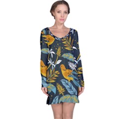 Birds Nature Design Long Sleeve Nightdress