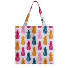 Tropic Fruit Pineapple Seamless Pattern Design Vector Illustration Zipper Grocery Tote Bag by Vaneshart