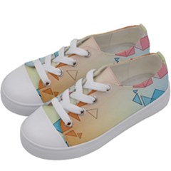 Background Pastel Geometric Lines Kids  Low Top Canvas Sneakers by Alisyart