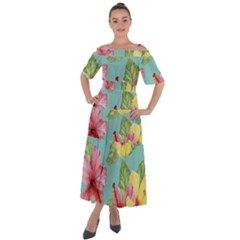 Hibiscus Shoulder Straps Boho Maxi Dress 