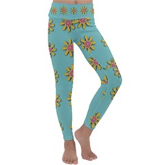 Fantasy Fauna Floral In Sweet Green Kids  Lightweight Velour Classic Yoga Leggings by pepitasart