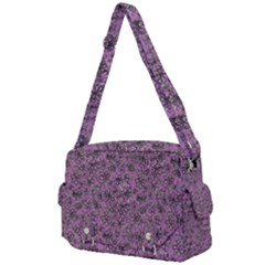 Lavender Black White Floral Abstract     Buckle Multifunction Bag