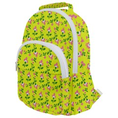 Carnation Pattern Yellow Rounded Multi Pocket Backpack by snowwhitegirl