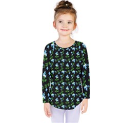 Carnation Pattern Black Kids  Long Sleeve Tee