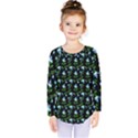 Carnation Pattern Black Kids  Long Sleeve Tee View1