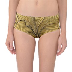 Leaves Design Pattern Nature Mid-waist Bikini Bottoms