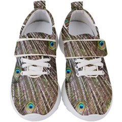 Peacock Feathers Pattern Colorful Kids  Velcro Strap Shoes