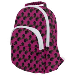 Black Rose Pink Rounded Multi Pocket Backpack by snowwhitegirl