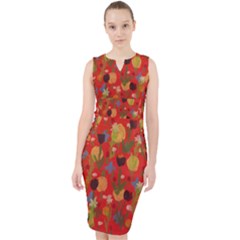 Sea Of Flowers Red Design Midi Bodycon Dress Midi Bodycon Dress