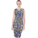 Blue and Yellow design Midi Bodycon Dress View1