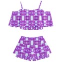 Pink  White  Abstract Pattern Kids  Off Shoulder Skirt Bikini View2