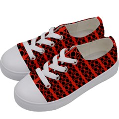 Circles Lines Black Orange Kids  Low Top Canvas Sneakers