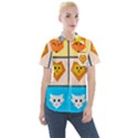 Animals Cute Flat Cute Animals Women s Short Sleeve Pocket Shirt View1