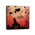 Funny Halloween Design, Cat, Pumpkin And Witch Mini Canvas 4  x 4  (Stretched) View1