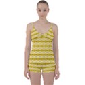 Pattern Pink Yellow Tie Front Two Piece Tankini View1
