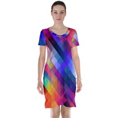 Abstract Background Colorful Pattern Short Sleeve Nightdress
