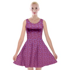 Background Polka Pattern Pink Velvet Skater Dress by HermanTelo