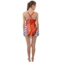Tulip watercolor Red and black stripes Ruffle Top Dress Swimsuit View2