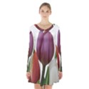 Tulips spring bouquet Long Sleeve Velvet V-neck Dress View1