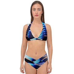 Motion Line Illustrations Double Strap Halter Bikini Set