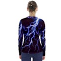 Blue Thunder Colorful Lightning graphic V-Neck Long Sleeve Top View2