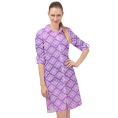 Pattern Texture Geometric Purple Long Sleeve Mini Shirt Dress by Mariart