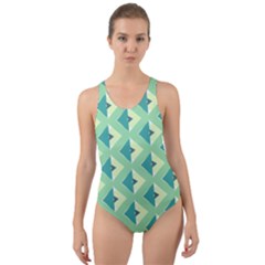 Background Chevron Green Cut-out Back One Piece Swimsuit by HermanTelo