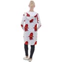 Ghost Halloween Drawing Flower Leaf Hooded Pocket Cardigan View2